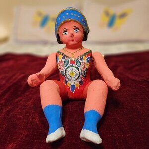 VINTAGE CARTONARIA MEXICAN DOLL PAPER MACHE..GLITTER , BEAUTIFUL SPARKLE Pretty